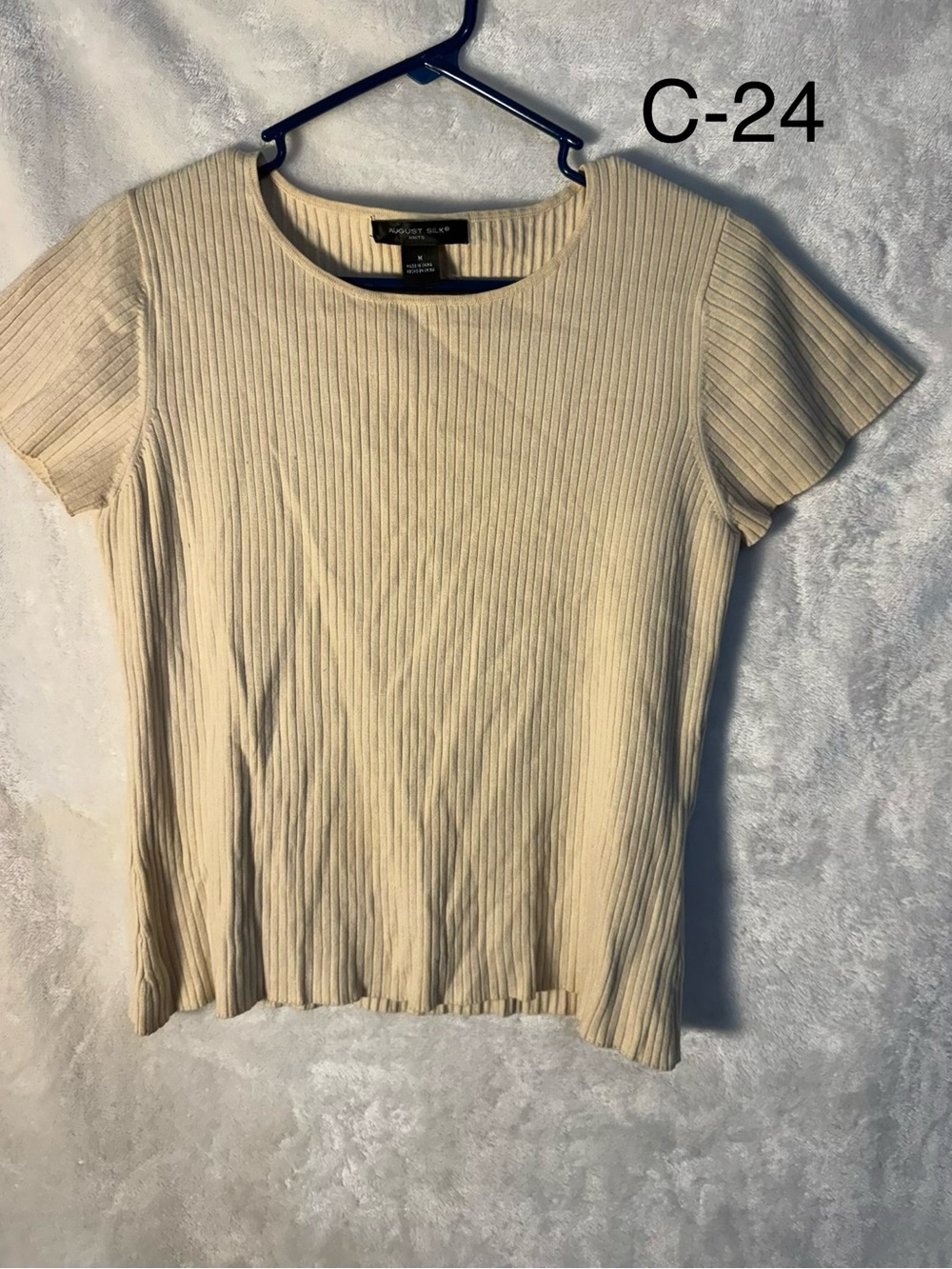 august silk Cream Ribbed Short Sleeve Tee